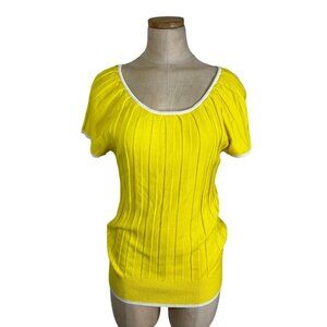 Joseph A. Women's blouse M Yellow rib knit scoop neck short sleeve